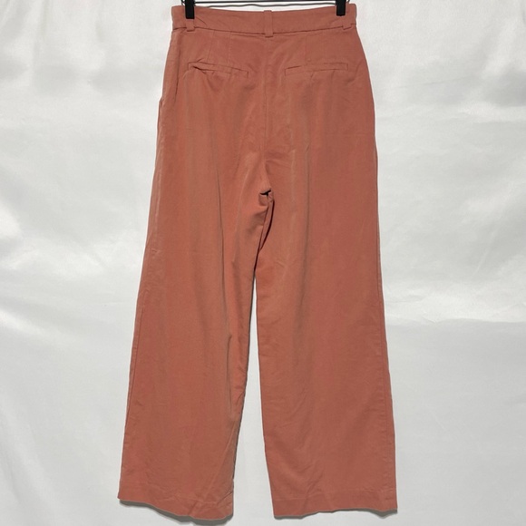 & Other Stories Relaxed Straight Leg Pleated Tailored Trousers Rust Red Size 4 - Picture 8 of 16